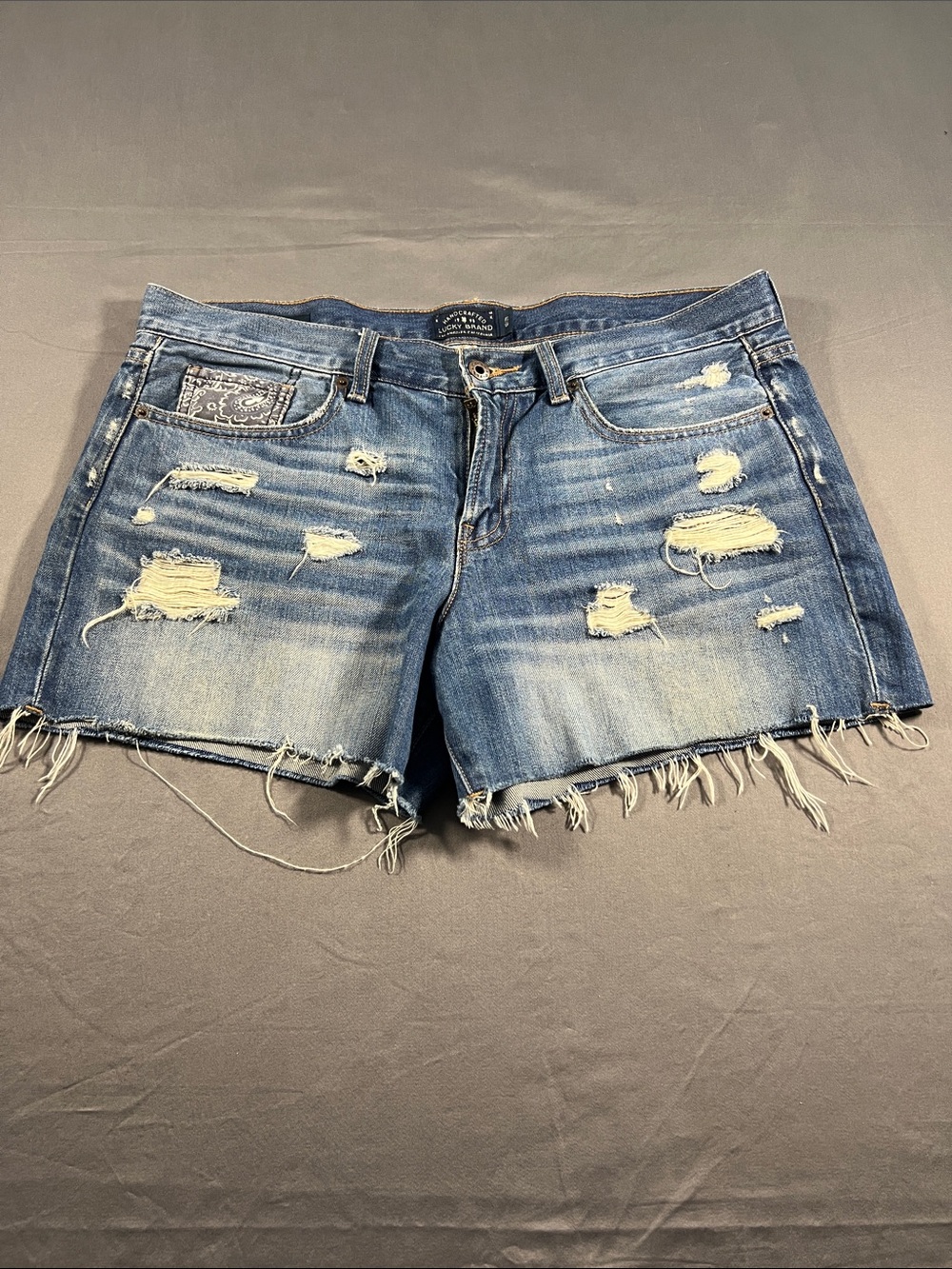 Lucky Brand Faded Blue Distressed Denim Shorts